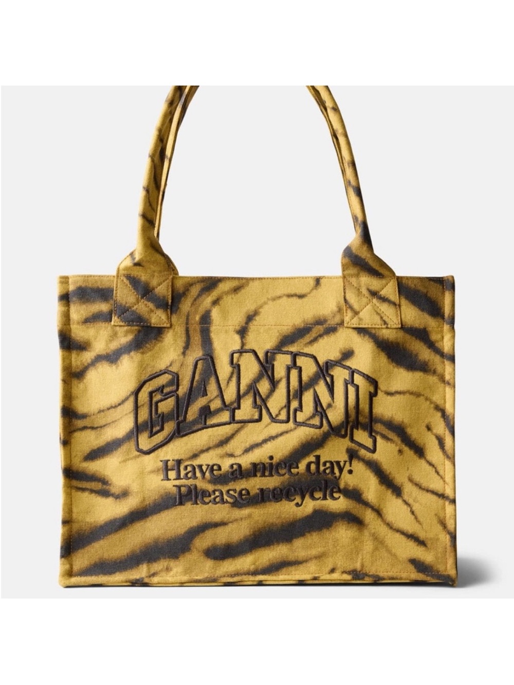 Ganni Have a Nice Day Please Recycle Tote Shopper Bag Recycled Cotton
